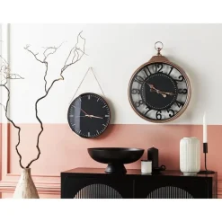 Beliani BEZAS - Wandklok - Zwart - Synthetisch materiaal