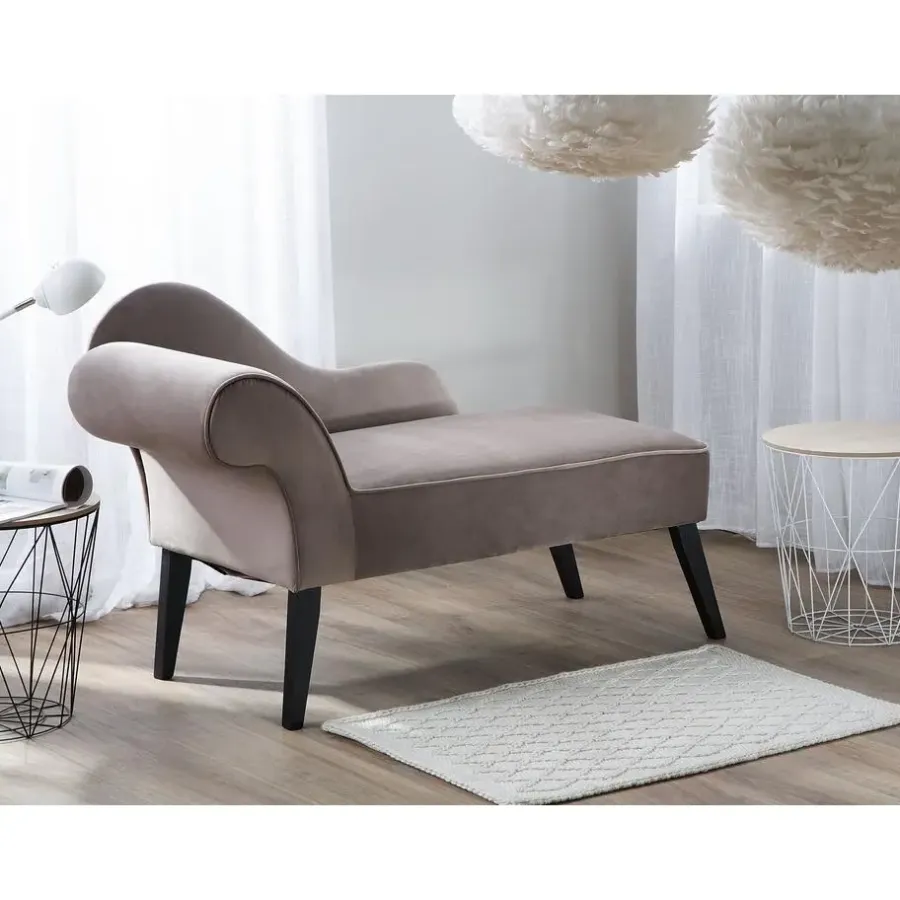 Beliani BIARRITZ - Chaise longue - Grijs - Linkerzijde - Fluweel