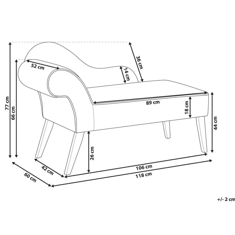 Beliani BIARRITZ - Chaise longue - Grijs - Linkerzijde - Fluweel