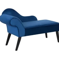 Loveseats-Beliani BIARRITZ - Chaise longue - Blauw - Linkerzijde - Fluweel