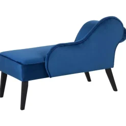 Loveseats-Beliani BIARRITZ - Chaise longue - Blauw - Linkerzijde - Fluweel