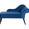 Loveseats-Beliani BIARRITZ - Chaise longue - Blauw - Rechterzijde - Fluweel