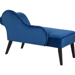 Loveseats-Beliani BIARRITZ - Chaise longue - Blauw - Rechterzijde - Fluweel
