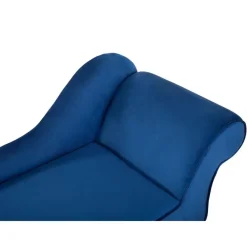 Loveseats-Beliani BIARRITZ - Chaise longue - Blauw - Rechterzijde - Fluweel