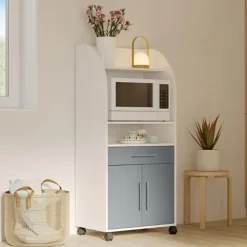 Trolleys-Symbiosis Bijzetkastje Jeanine voor microgolfoven - wit/celadon grijs
