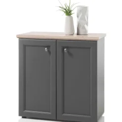 Emob Bijzetkastje Norah 82cm met 2 deuren - grijs/bruin