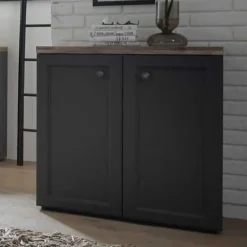 Emob Bijzetkastje Norah 82cm met 2 deuren - grijs/bruin