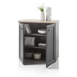 Emob Bijzetkastje Norah 82cm met 2 deuren - grijs/bruin