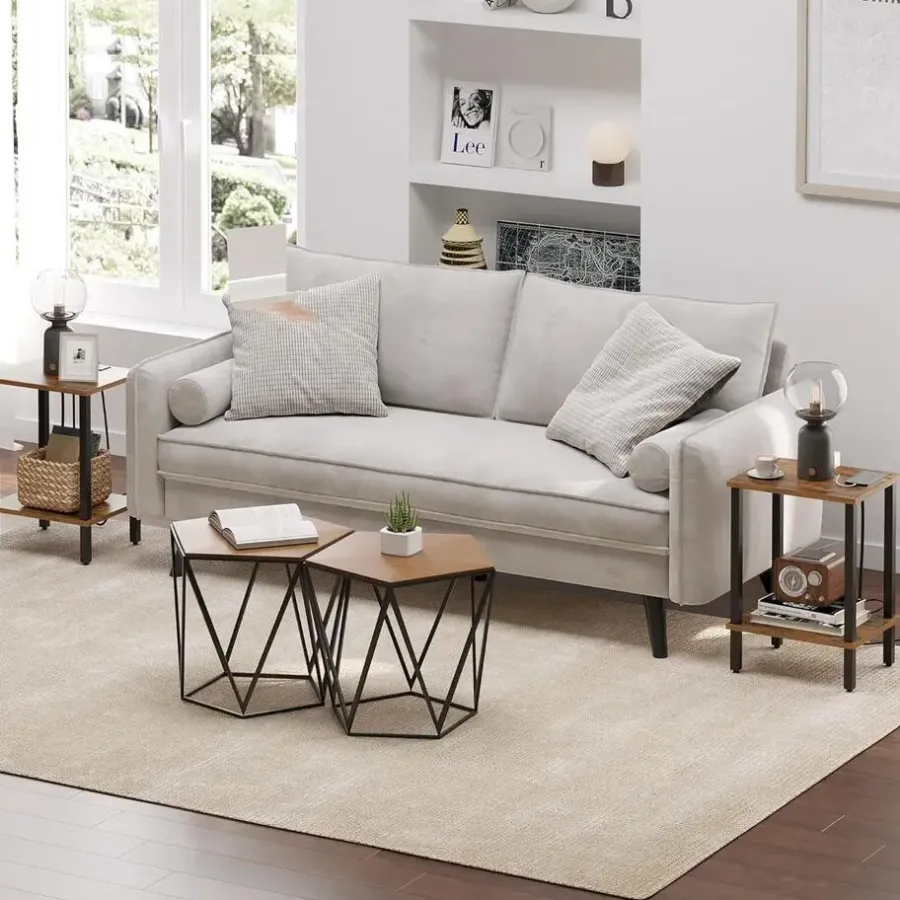Bijzettafels-Merkloos Bijzettafel - industrieel - 55x38x30 cm - vintage bruin