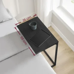 Bijzettafels-Merkloos Bijzettafel - Koffietafel - 55x35x66cm - Metaal & Spaanplaat - Zwart