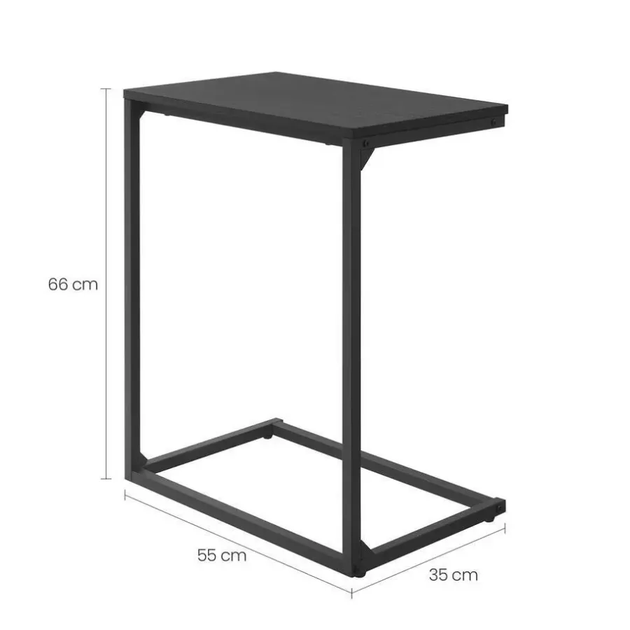 Bijzettafels-Merkloos Bijzettafel - Koffietafel - 55x35x66cm - Metaal & Spaanplaat - Zwart