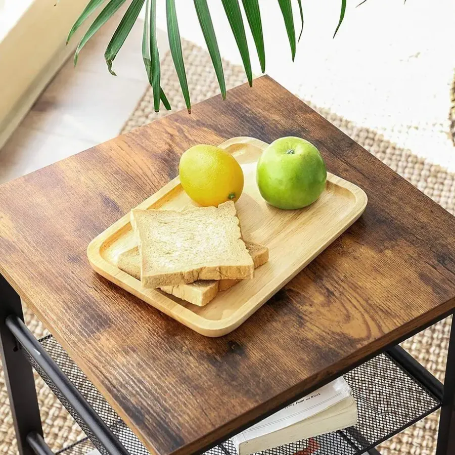 Merkloos Bijzettafel - met 2 verstelbare gaasplanken - industriële look - vintage bruin