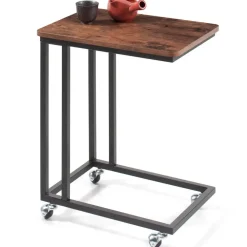 Bijzettafels-Merkloos Bijzettafel - met wieltjes - vintage look - 50x62x35 cm - vintage bruin