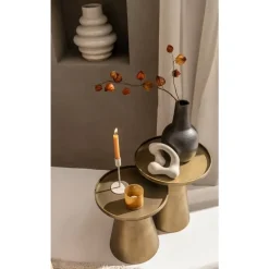 Leen Bakker Bijzettafel Axel - goudkleurig metaal - 45x40x40 cm