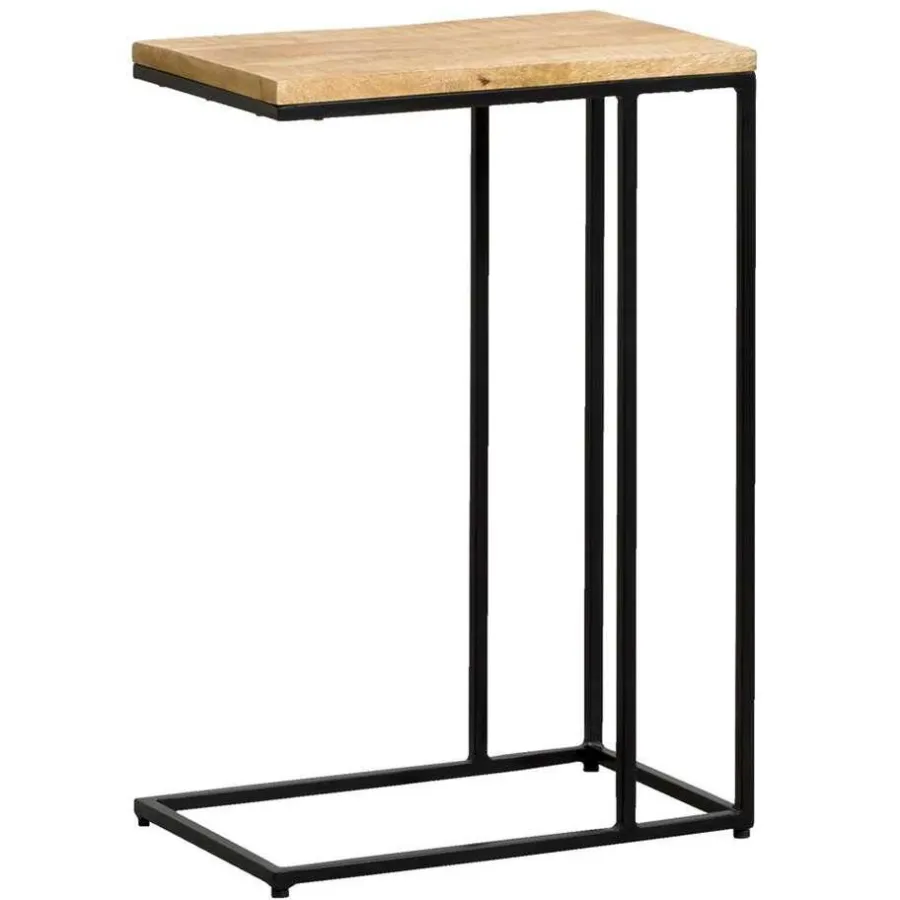 Leen Bakker Bijzettafel Kyan - zwart/naturel - 60x40x25 cm