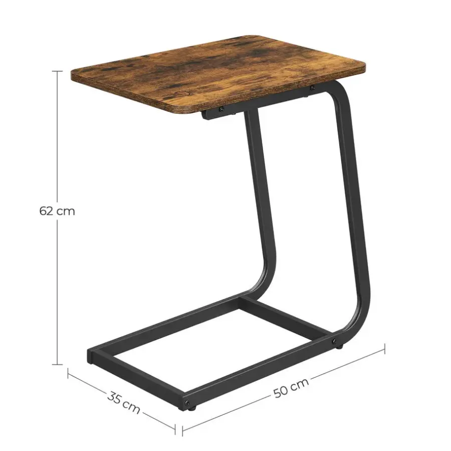 Bijzettafels-Merkloos Bijzettafel met Vintage Look - 50x62x35 cm - Zwart en Bruin