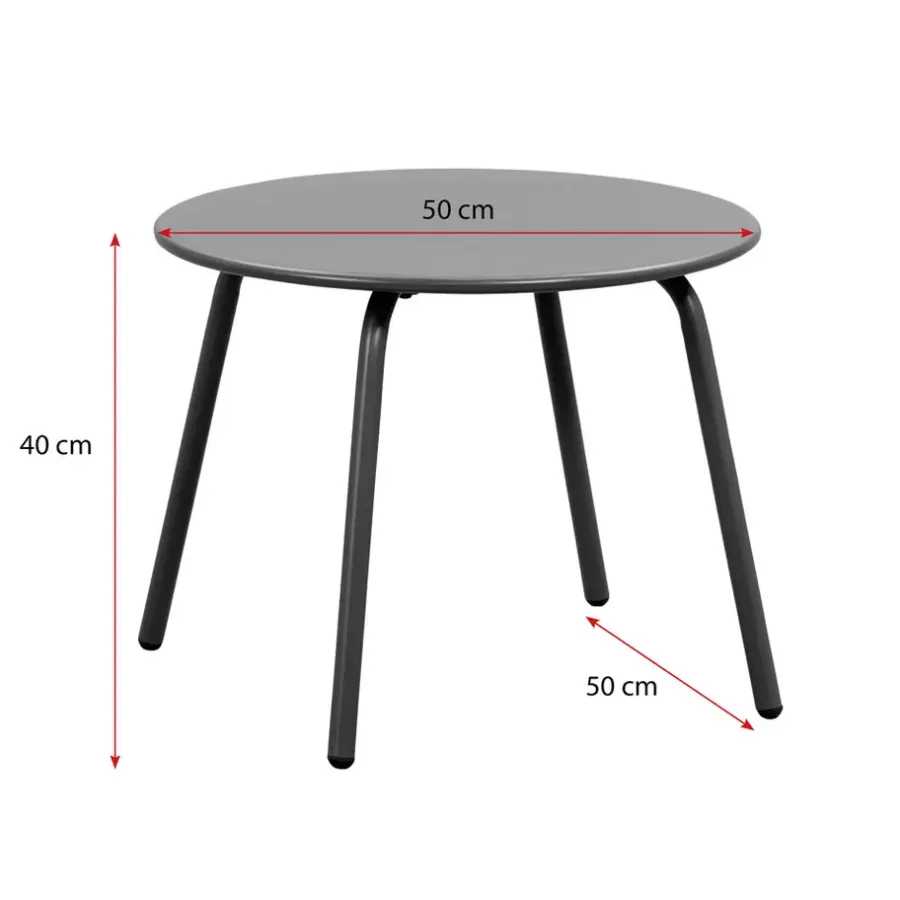 Tuintafels-Leen Bakker Bijzettafel Montreal - antraciet/metaal - Ø50 cm