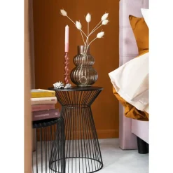 Bijzettafels-Leen Bakker Bijzettafel Napels - zwart - 47xØ33 cm