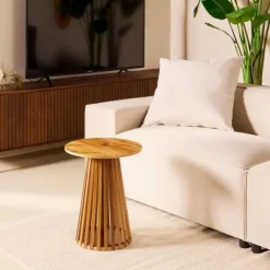Bijzettafels-HomeMixx Bijzettafel Phiel - Naturel Ø40cm