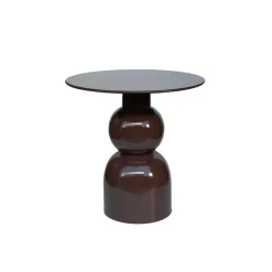 Livingfurn Bijzettafel Rond - Bruin Staal - 50x49,5x52,5cm - Brix