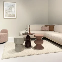 Livingfurn Bijzettafel Rond - Bruin Staal - 50x49,5x52,5cm - Brix