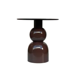 Livingfurn Bijzettafel Rond - Bruin Staal - 50x49,5x52,5cm - Brix
