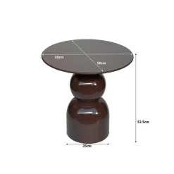 Livingfurn Bijzettafel Rond - Bruin Staal - 50x49,5x52,5cm - Brix