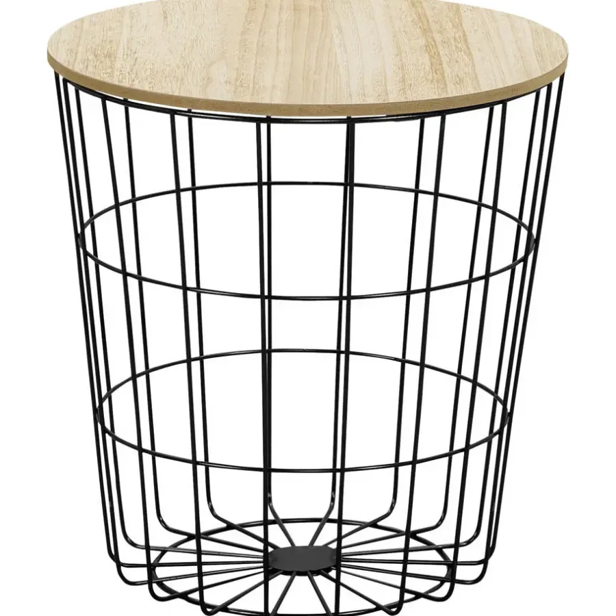 Bijzettafels-Leen Bakker Bijzettafel Tokio - zwart - 42xØ39,5 cm