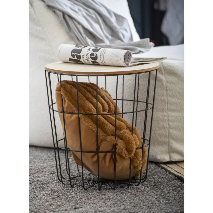 Bijzettafels-Leen Bakker Bijzettafel Tokio - zwart - 42xØ39,5 cm