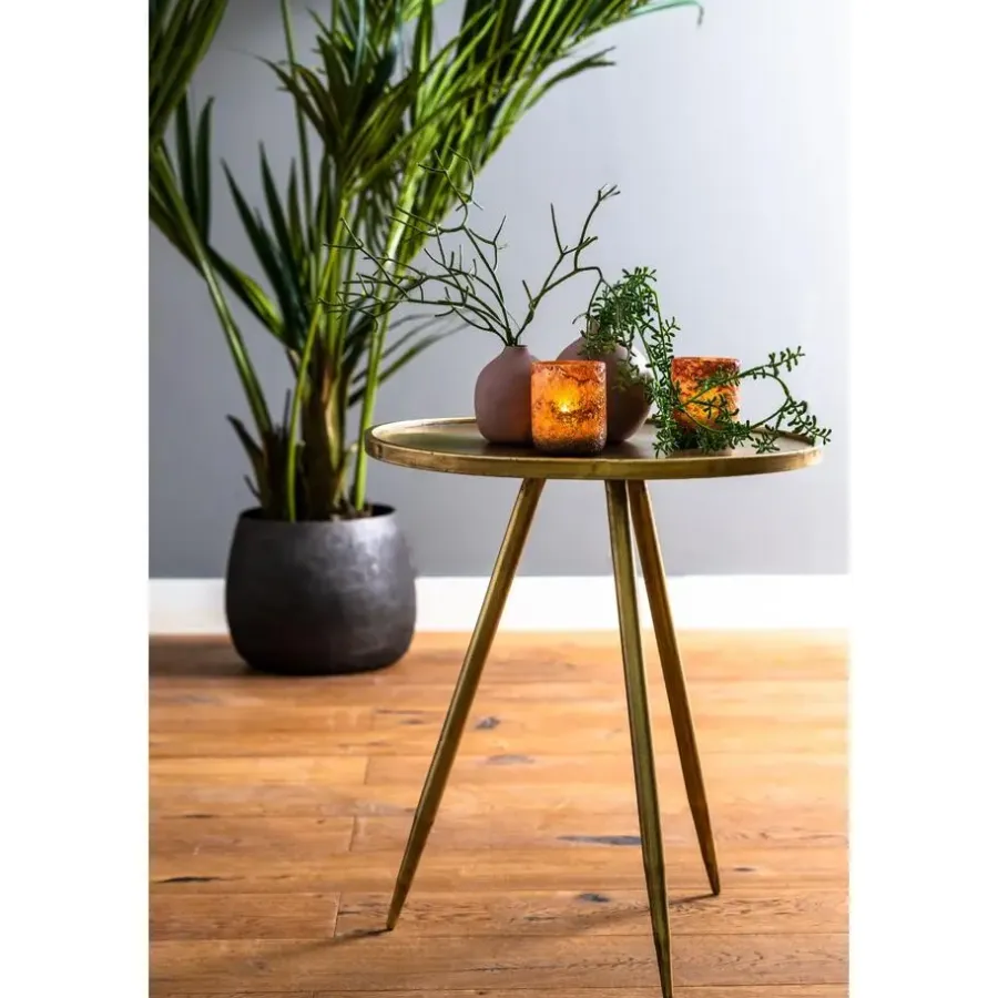 Bijzettafels-Light & Living Bijzettafel Ø51x60 cm ENVIRA antiek goud
