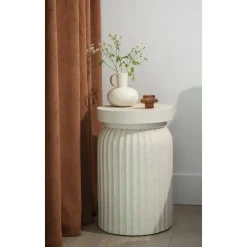 Bijzettafels-Leen Bakker Bijzettafel Yanara - beige - 55,5x35x35 cm