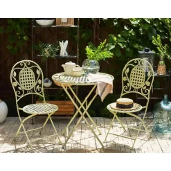 Bistro- & Balkonsets-Beliani BIVIO - Bistroset voor 2 - Groen - IJzer