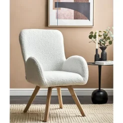 Fauteuils-Beliani BJARN - Fauteuil - Wit - Bouclé