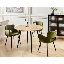Beliani BJORKA - Ronde eettafel - Lichthout - 100 cm - MDF