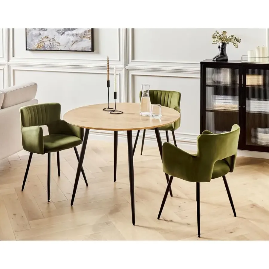 Beliani BJORKA - Ronde eettafel - Lichthout - 100 cm - MDF