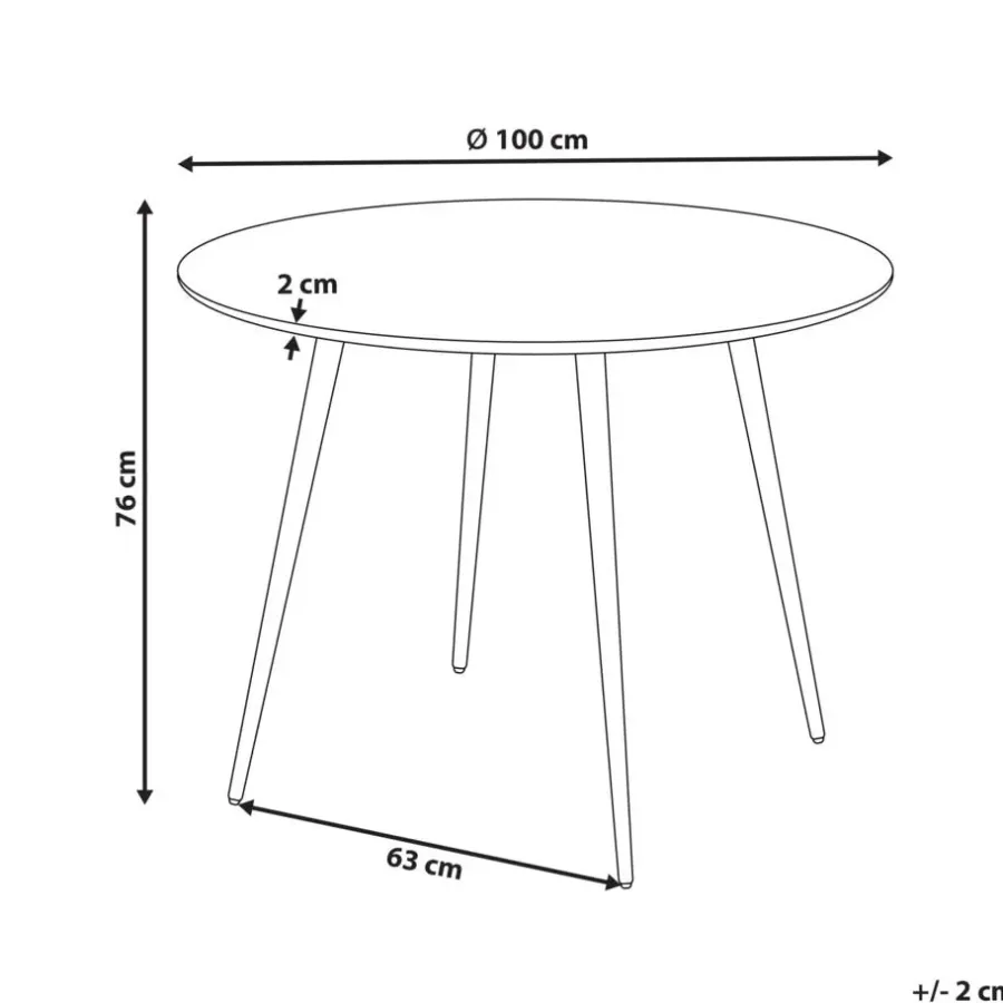 Beliani BJORKA - Ronde eettafel - Lichthout - 100 cm - MDF