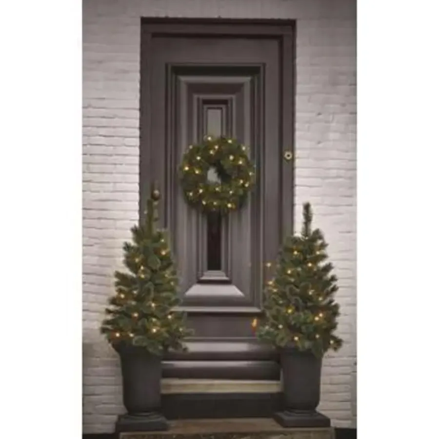Kerstverlichting-Black Box Trees Glendon Kerstkrans met LED Verlichting - Ø60cm - Groen