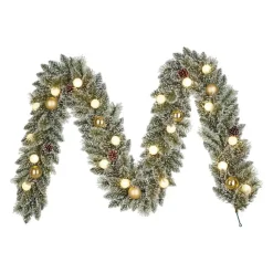 Kerstdecoratie-Black Box Trees Kaprun Guirlande met Verlichting - L270 x Ø25 cm - Goud