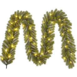 Kerstdecoratie-Black Box Trees Nagoya Guirlande met Verlichting - L270 x Ø20 cm - Groen