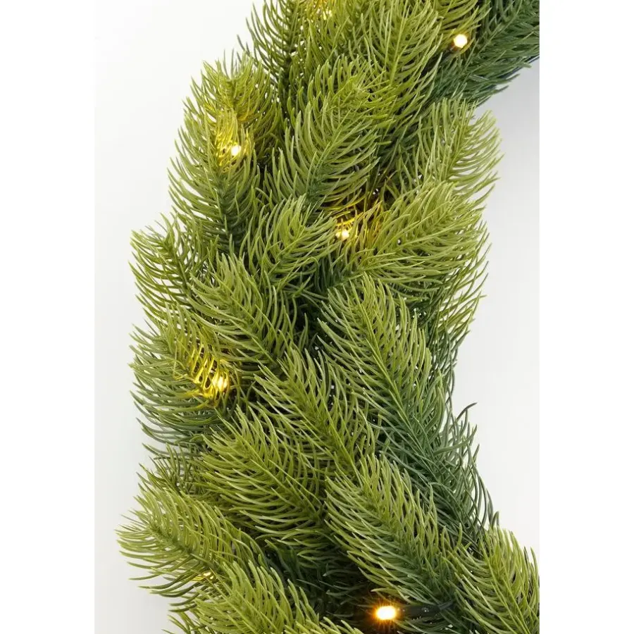Black Box Trees Nagoya Kerstkrans met Verlichting - H12 x Ø45 cm - Groen