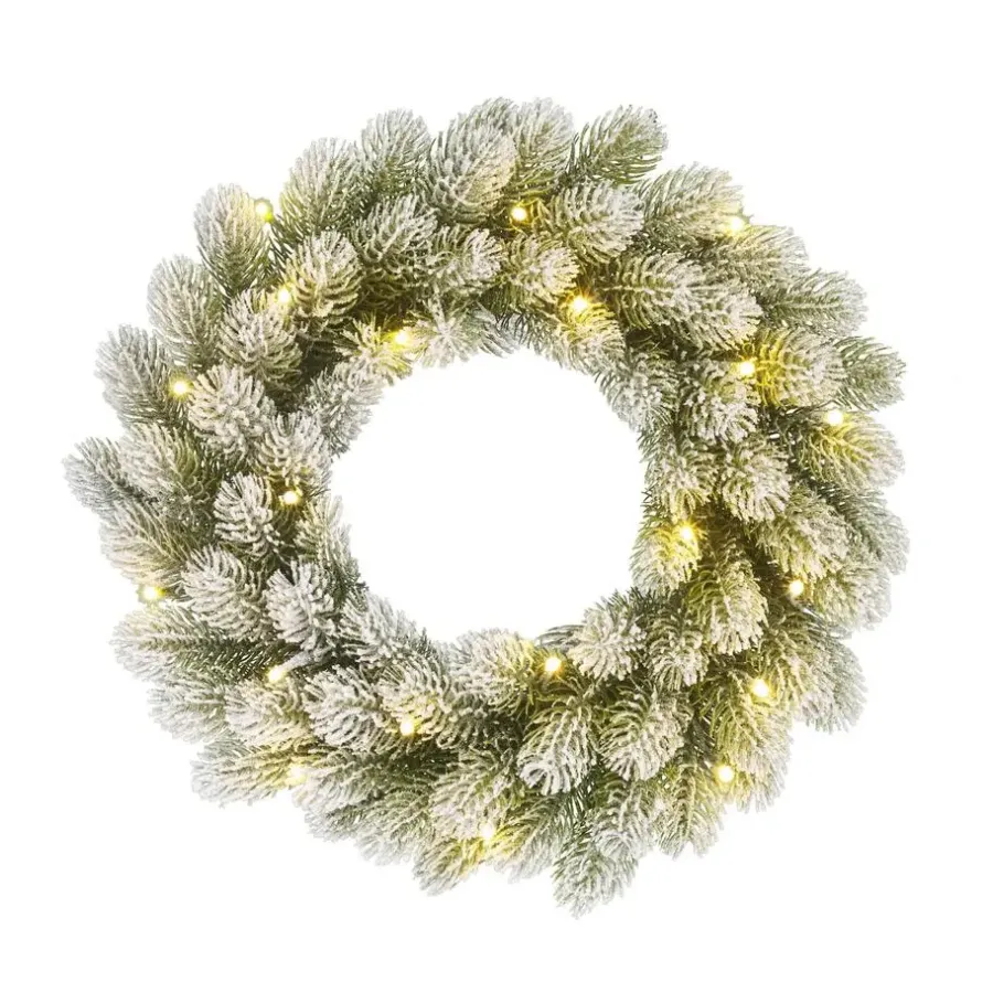Kerstverlichting-Black Box Trees Nagoya Kerstkrans met Verlichting - H12 x Ø45 cm - Groen