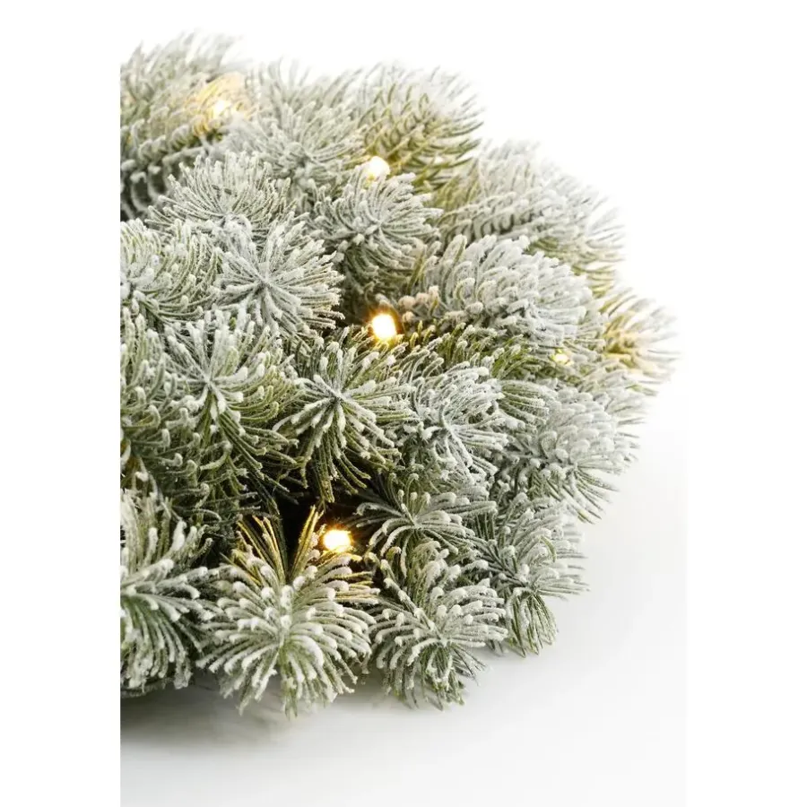 Kerstverlichting-Black Box Trees Nagoya Kerstkrans met Verlichting - H12 x Ø45 cm - Groen