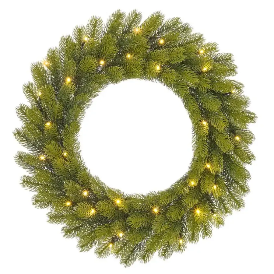 Kerstverlichting-Black Box Trees Nagoya Kerstkrans met Verlichting - H12 x Ø60 cm - Groen