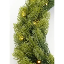Kerstverlichting-Black Box Trees Nagoya Kerstkrans met Verlichting - H12 x Ø60 cm - Groen