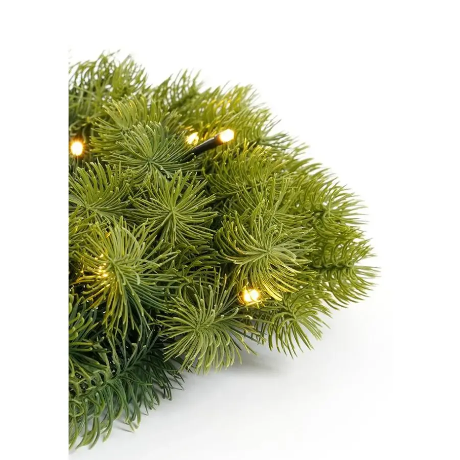 Kerstverlichting-Black Box Trees Nagoya Kerstkrans met Verlichting - H12 x Ø60 cm - Groen