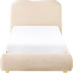 1-Persoons Bedden-Leen Bakker BLAGNAC - Bed met opbergruimte - Lichtbeige - 90 x 200 cm - Bouclé