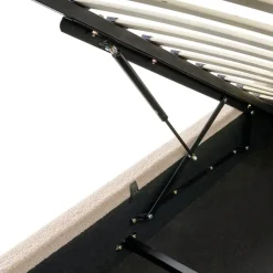 1-Persoons Bedden-Leen Bakker BLAGNAC - Bed met opbergruimte - Lichtbeige - 90 x 200 cm - Bouclé
