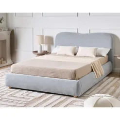 Leen Bakker BLAGNAC - Tweepersoonsbed - Lichtblauw - 140 x 200 cm - Stof