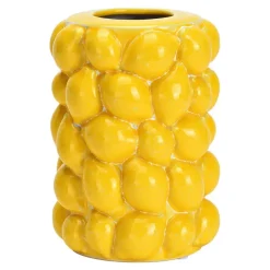 Merkloos Bloemenvaas citroenen - geel - keramiek - D12 x H19 cm