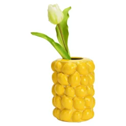 Merkloos Bloemenvaas citroenen - geel - keramiek - D12 x H19 cm